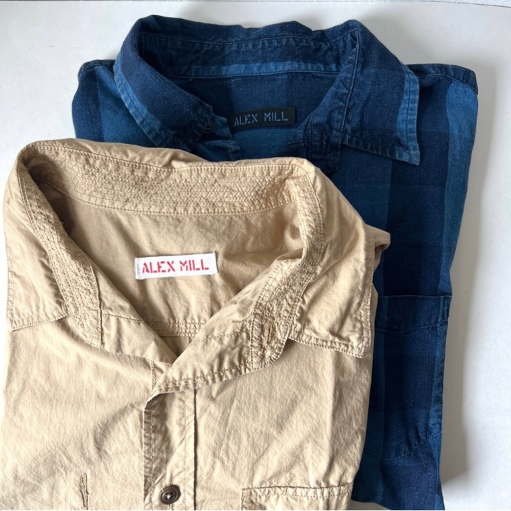 Bundle of 2 Alex Mill Button Down Up Long Sleeve Shirts Medium